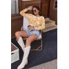 Ekouaer Women’s Waffle Knit Pajama Sets Comfy Long Sleeve Lounge Sets 2 Piece Matching Pj Sets with Pockets(Yellow Flowers)