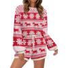 Ekouaer Knit Pajamas Set for Women Lounge Wear Sets Long Sleeve Sweatsuit Matching 2 Piece Outfits Casual Sweater Sets S-XXL(Christmas White)