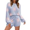Ekouaer Knit Pajamas Set for Women Lounge Wear Sets Long Sleeve Sweatsuit Matching 2 Piece Outfits Casual Sweater Sets S-XXL(Floral Blue)