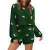Ekouaer Knit Pajamas Set for Women Lounge Wear Sets Long Sleeve Sweatsuit Matching 2 Piece Outfits Casual Sweater Sets S-XXL(Green Santa Hat)