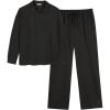 Ekouaer Lounge Sets for Women 2 Piece Outfits 2024 Long Sleeve Top with Pants Sweatsuit Tracksuit S-XXL(Black)