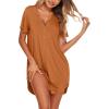 Ekouaer Nightgowns for Women Soft Cotton Sleep Shirt Short Sleeve Button Down Nightshirt(Brick Red)