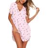 Ekouaer Nightgowns for Women Soft Cotton Sleep Shirt Short Sleeve Button Down Nightshirt(Little Flower)