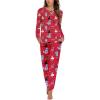 Ekouaer Pajamas For Women Comfy Long Sleeve Jogger Set Lounge Pjs Set With Pockets(Red Christmas)
