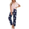 Ekouaer Pajamas for Women Set Button Up Sleepwear Cute Pjs Ruffle Sleeve Notch Collar Loungewear with Long Pants S-XXL(Pink Floral)