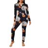 Ekouaer Womens Onesie Adult Button One Piece Pajama Long Sleeve Onesie Pajamas Jumpsuit Sleepwear for Women(Pumpkin)