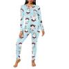 Ekouaer Womens Onesie Adult Button One Piece Pajama Long Sleeve Onesie Pajamas Jumpsuit Sleepwear for Women(Snowman)