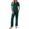 Ekouaer Womens Pajama Sets 2 Piece Button Down Short Sleeve Pjs Set Soft Lounge Set with Long Pants S-XXL(Green)