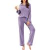 Ekouaer Womens Pajama Sets Long Sleeve Ribbed Knit Lounge Set Button Down Soft 2 Piece Pjs With Pockets(Purple)