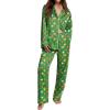 Ekouaer Womens Pajama Sets Satin Silk Pjs Classic Button Down Sleepwear Soft Long Sleeve Lounge Sets(Christmas Green)