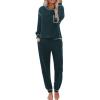 Ekouaer Womens Pajamas Set Waffle Knit Long Sleeve Lounge Set 2 Piece Pj Loungewear Sleepwear S-XXL(Green)