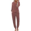 Ekouaer Womens Pajamas Set Waffle Knit Long Sleeve Lounge Set 2 Piece Pj Loungewear Sleepwear S-XXL(Light Coral)