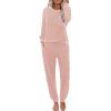 Ekouaer Womens Pajamas Set Waffle Knit Long Sleeve Lounge Set 2 Piece Pj Loungewear Sleepwear S-XXL(Light Pink)