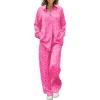 Ekouaer Womens Satin Silky Pajama Set 2 Piece Print PJs Soft Loungewear Button Down Sleepwear with Elastic Waist Long Pants(Pink Leopard Print)