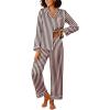 Ekouaer Womens Silk Satin Pajama Sets 2 Piece Sleepwear Pjs Set Long Sleeve Button Down Top and Pants Stripe Loungewear S-XXL(Black Pink Stripe)