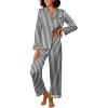 Ekouaer Womens Silk Satin Pajama Sets 2 Piece Sleepwear Pjs Set Long Sleeve Button Down Top and Pants Stripe Loungewear S-XXL(Black White Stripe)