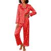 Ekouaer Womens Silk Satin Pajama Sets 2 Piece Sleepwear Pjs Set Long Sleeve Button Down Top and Pants Stripe Loungewear S-XXL(Christmas Red)