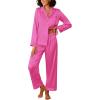Ekouaer Womens Silk Satin Pajama Sets 2 Piece Sleepwear Pjs Set Long Sleeve Button Down Top and Pants Stripe Loungewear S-XXL(Red Stripe)