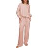 Ekouaer Womens Tracksuits 2 Piece Long Sleeve Outfits Micro Fleece Sweatsuit Sets Wide Leg Sweatpants(Light Pink)