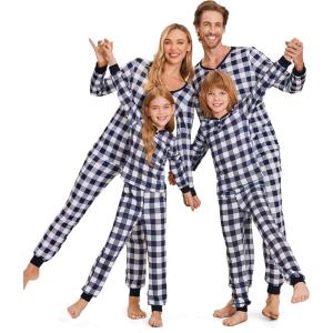 Ekouaer Christmas Pajamas for Family Matching Pj Sets Womens Mens Kids Pjs Long Sleeve Sleepwear Lounge Sets Outfits(Black White-buffalo Plaid)