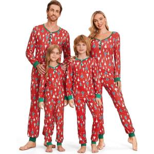 Ekouaer Christmas Pajamas for Family Matching Pj Sets Womens Mens Kids Pjs Long Sleeve Sleepwear Lounge Sets Outfits(Red-christmas Tree)