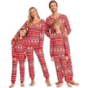 Ekouaer Christmas Pajamas for Family Matching Pj Sets Womens Mens Kids Pjs Long Sleeve Sleepwear Lounge Sets Outfits(Red-snowflake)