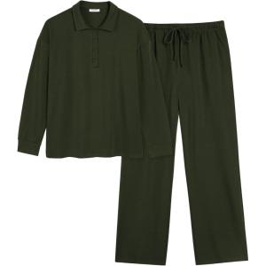 Ekouaer Lounge Sets for Women 2 Piece Outfits 2024 Long Sleeve Top with Pants Sweatsuit Tracksuit S-XXL(Army Green)