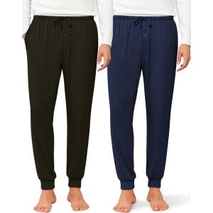 Ekouaer Men’s Pajama Pants, Lightweight Loungewear, Comfy Jogger Sleep Pant Long Pj Bottoms with Drawstring & Pockets(Black+navy)