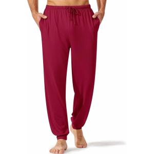 Ekouaer Men’s Pajama Pants, Lightweight Loungewear, Comfy Jogger Sleep Pant Long Pj Bottoms with Drawstring & Pockets(Red)