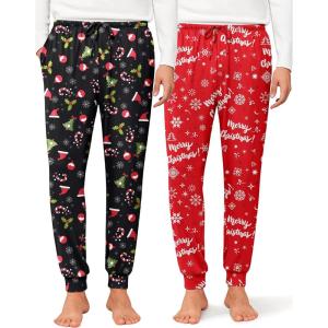 Ekouaer Men’s Pajama Pants, Lightweight Loungewear, Comfy Jogger Sleep Pant Long Pj Bottoms with Drawstring & Pockets(Xmas Print)