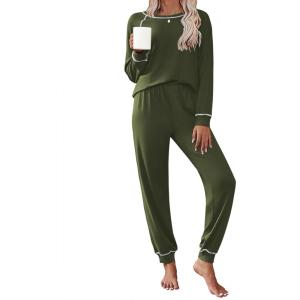 Ekouaer Pajamas Set for Women Soft Comfy Pjs Sets Long Sleeve Sleepwear Loungewear S-XXL(Army Green)