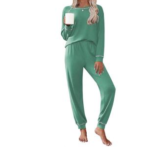 Ekouaer Pajamas Set for Women Soft Comfy Pjs Sets Long Sleeve Sleepwear Loungewear S-XXL(Gray Green)