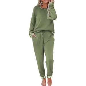 Ekouaer Valentine’s Pajamas Women’s Long Sleeve Pj Set Soft 2 Piece Loungewear Sleepwear with Jogger Pants XS-3XL(Army Green)