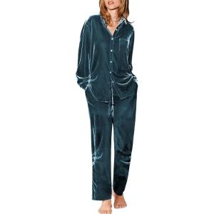 Ekouaer Velour Track Suits for Women Long Sleeve Pajama Set Casual 2 Piece Loungewear(Peacock Blue)