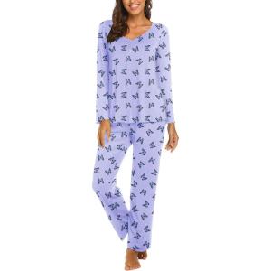 Ekouaer Womens Pajama Sets 2 Piece Lounge Set Fall Winter Pajamas Long Sleeve Pjs Top and Pants Soft Pj Sets Loose Sleepwear(Blue Butterfly)