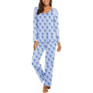 Ekouaer Womens Pajama Sets 2 Piece Lounge Set Fall Winter Pajamas Long Sleeve Pjs Top and Pants Soft Pj Sets Loose Sleepwear(Monkey)