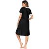 Ekouaer Housecoat Women Zipper Front Duster Robe Short Sleeve Lounger Housedress Pockets Nightgown Casual Nights S-XXXL(Black)