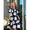 Ekouaer Housecoat Women Zipper Front Duster Robe Short Sleeve Lounger Housedress Pockets Nightgown Casual Nights S-XXXL(Pat15)