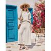 Ekouaer Lounge Set for Women Travel Outfits 2 Piece Sets Short Sleeve Sweater Top Wide Leg Long Pants Loungewear(Apricot)