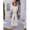 Ekouaer Lounge Set for Women Travel Outfits 2 Piece Sets Short Sleeve Sweater Top Wide Leg Long Pants Loungewear(Apricot)