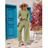 Ekouaer Lounge Set for Women Travel Outfits 2 Piece Sets Short Sleeve Sweater Top Wide Leg Long Pants Loungewear(Army Green)