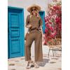 Ekouaer Lounge Set for Women Travel Outfits 2 Piece Sets Short Sleeve Sweater Top Wide Leg Long Pants Loungewear(Brown)