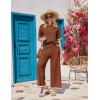 Ekouaer Lounge Set for Women Travel Outfits 2 Piece Sets Short Sleeve Sweater Top Wide Leg Long Pants Loungewear(Caramel)
