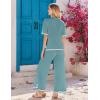 Ekouaer Lounge Set for Women Travel Outfits 2 Piece Sets Short Sleeve Sweater Top Wide Leg Long Pants Loungewear(Dark Peacock Blue)
