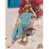 Ekouaer Lounge Set for Women Travel Outfits 2 Piece Sets Short Sleeve Sweater Top Wide Leg Long Pants Loungewear(Dark Peacock Blue)