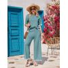 Ekouaer Lounge Set for Women Travel Outfits 2 Piece Sets Short Sleeve Sweater Top Wide Leg Long Pants Loungewear(Dark Peacock Blue)