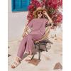 Ekouaer Lounge Set for Women Travel Outfits 2 Piece Sets Short Sleeve Sweater Top Wide Leg Long Pants Loungewear(Dark Pink)