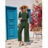 Ekouaer Lounge Set for Women Travel Outfits 2 Piece Sets Short Sleeve Sweater Top Wide Leg Long Pants Loungewear(Green)