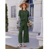 Ekouaer Lounge Set for Women Travel Outfits 2 Piece Sets Short Sleeve Sweater Top Wide Leg Long Pants Loungewear(Green)