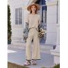 Ekouaer Lounge Set for Women Travel Outfits 2 Piece Sets Short Sleeve Sweater Top Wide Leg Long Pants Loungewear(Moon Gray)
